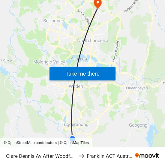 Clare Dennis Av After Woodfull Lp to Franklin ACT Australia map