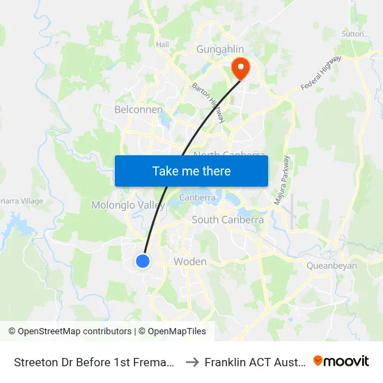 Streeton Dr Before 1st Fremantle Dr to Franklin ACT Australia map