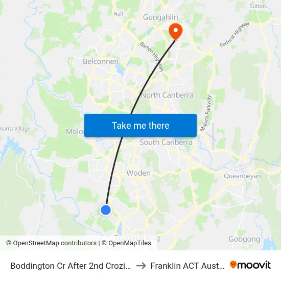 Boddington Cr After 2nd Crozier Cct to Franklin ACT Australia map