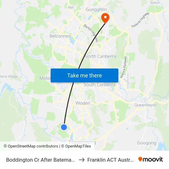 Boddington Cr After Bateman St to Franklin ACT Australia map