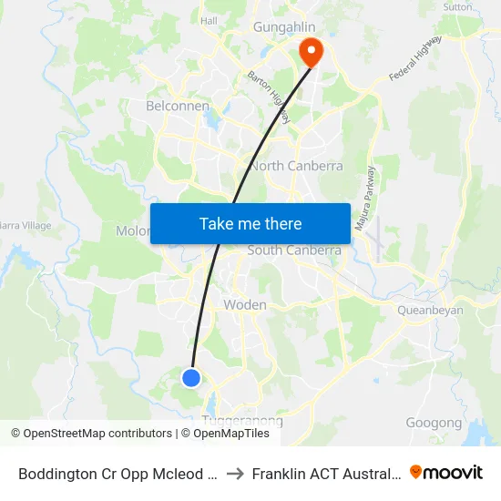 Boddington Cr Opp Mcleod Pl to Franklin ACT Australia map