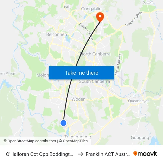 O'Halloran Cct Opp Boddington Cr to Franklin ACT Australia map