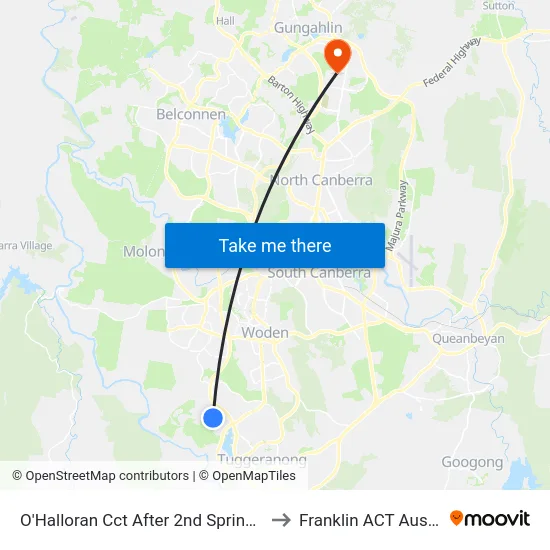O'Halloran Cct After 2nd Springbett St to Franklin ACT Australia map