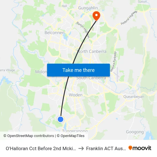 O'Halloran Cct Before 2nd Mckillop Cct to Franklin ACT Australia map