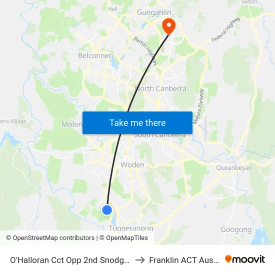 O'Halloran Cct Opp 2nd Snodgrass Cr to Franklin ACT Australia map
