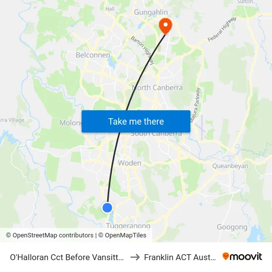 O'Halloran Cct Before Vansittart Cr to Franklin ACT Australia map