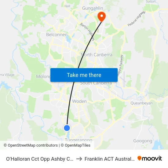 O'Halloran Cct Opp Ashby Cct to Franklin ACT Australia map