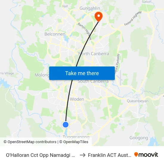 O'Halloran Cct Opp Namadgi School to Franklin ACT Australia map