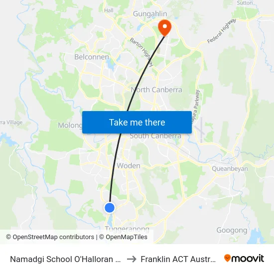 Namadgi School O'Halloran Cct to Franklin ACT Australia map