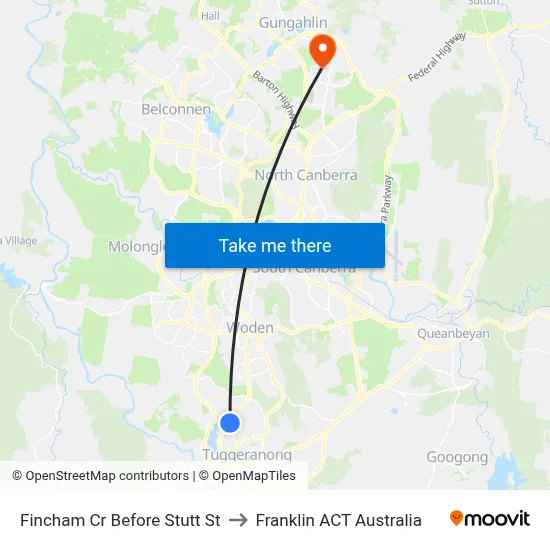 Fincham Cr Before Stutt St to Franklin ACT Australia map