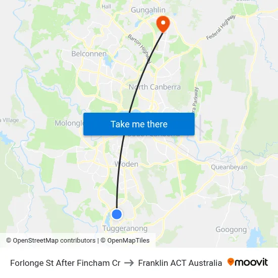 Forlonge St After Fincham Cr to Franklin ACT Australia map