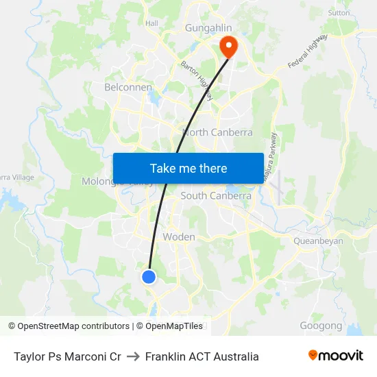 Taylor Ps Marconi Cr to Franklin ACT Australia map
