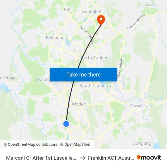 Marconi Cr After 1st Lascelles Cct to Franklin ACT Australia map