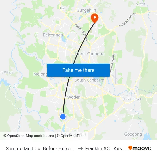 Summerland Cct Before Hutchison Cr to Franklin ACT Australia map