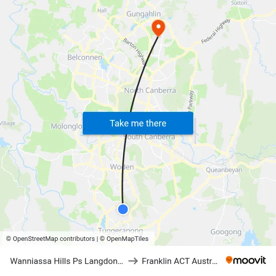 Wanniassa Hills Ps Langdon Av to Franklin ACT Australia map