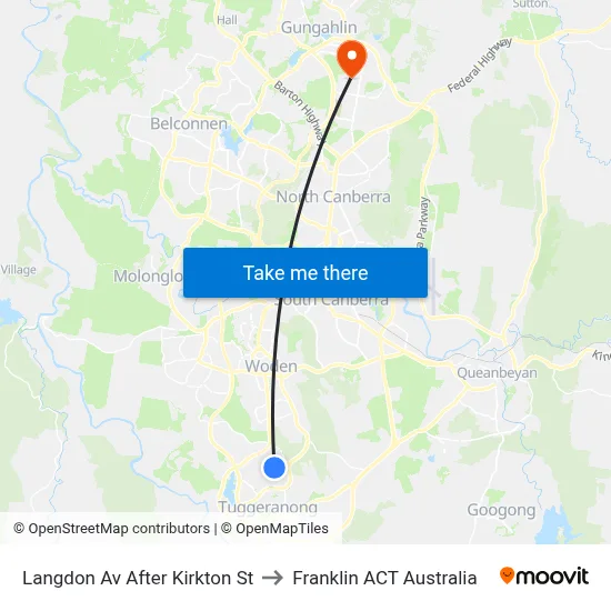 Langdon Av After Kirkton St to Franklin ACT Australia map