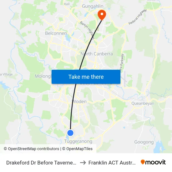 Drakeford Dr Before Taverner St to Franklin ACT Australia map