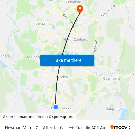 Newman-Morris Cct After 1st Collocott Cr to Franklin ACT Australia map