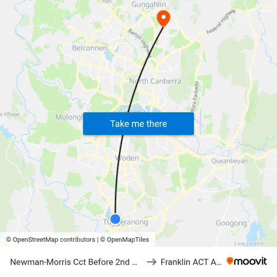 Newman-Morris Cct Before 2nd Maconochie Cr to Franklin ACT Australia map