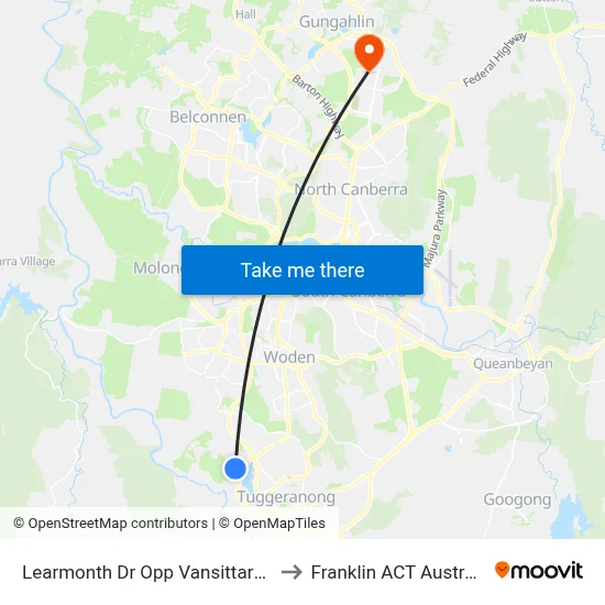 Learmonth Dr Opp Vansittart Cr to Franklin ACT Australia map