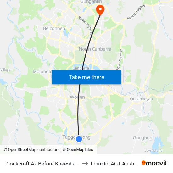 Cockcroft Av Before Kneeshaw St to Franklin ACT Australia map