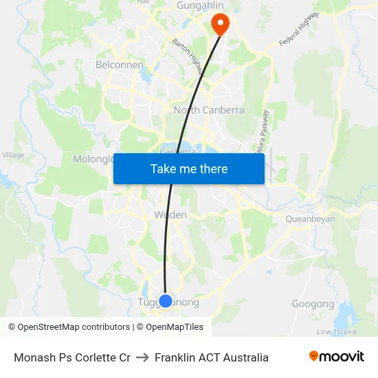 Monash Ps Corlette Cr to Franklin ACT Australia map