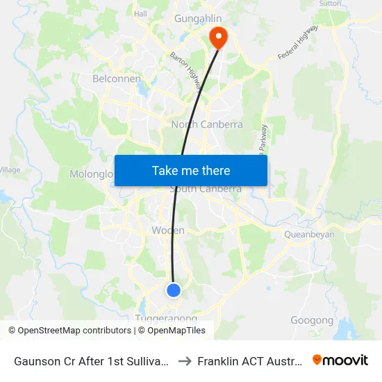 Gaunson Cr After 1st Sullivan Cr to Franklin ACT Australia map