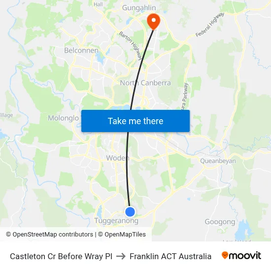 Castleton Cr Before Wray Pl to Franklin ACT Australia map