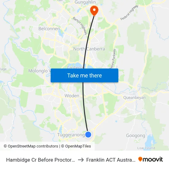 Hambidge Cr Before Proctor St to Franklin ACT Australia map
