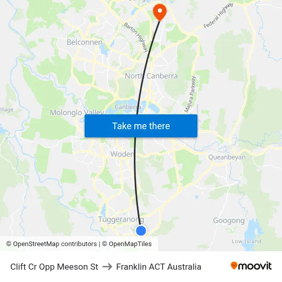Clift Cr Opp Meeson St to Franklin ACT Australia map