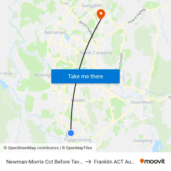 Newman-Morris Cct Before Taverner St to Franklin ACT Australia map