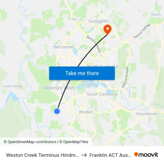 Weston Creek Terminus Hindmarsh Dr to Franklin ACT Australia map