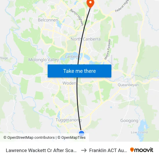 Lawrence Wackett Cr After Scantlebury Cr to Franklin ACT Australia map