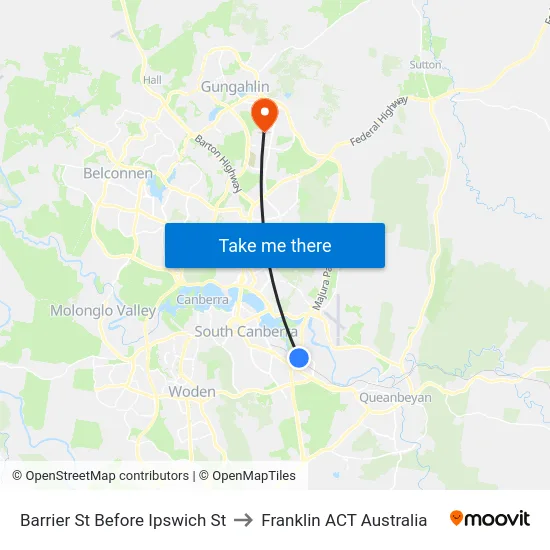 Barrier St Before Ipswich St to Franklin ACT Australia map