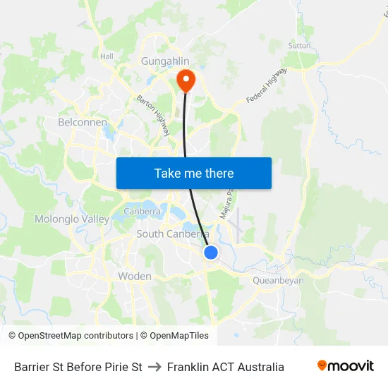 Barrier St Before Pirie St to Franklin ACT Australia map
