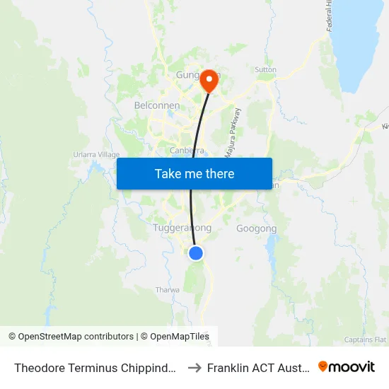 Theodore Terminus Chippindall Cct to Franklin ACT Australia map