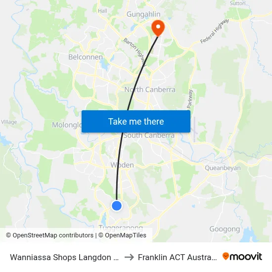 Wanniassa Shops Langdon Av to Franklin ACT Australia map