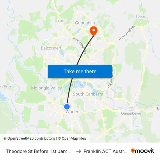 Theodore St Before 1st James St to Franklin ACT Australia map