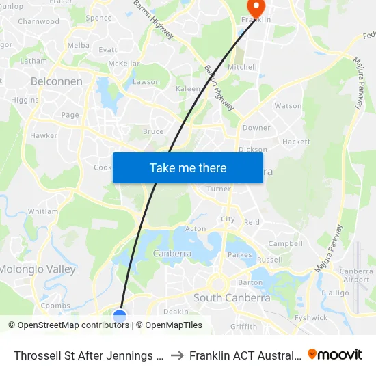 Throssell St After Jennings St to Franklin ACT Australia map