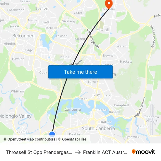 Throssell St Opp Prendergast St to Franklin ACT Australia map
