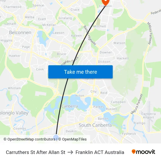Carruthers St After Allan St to Franklin ACT Australia map