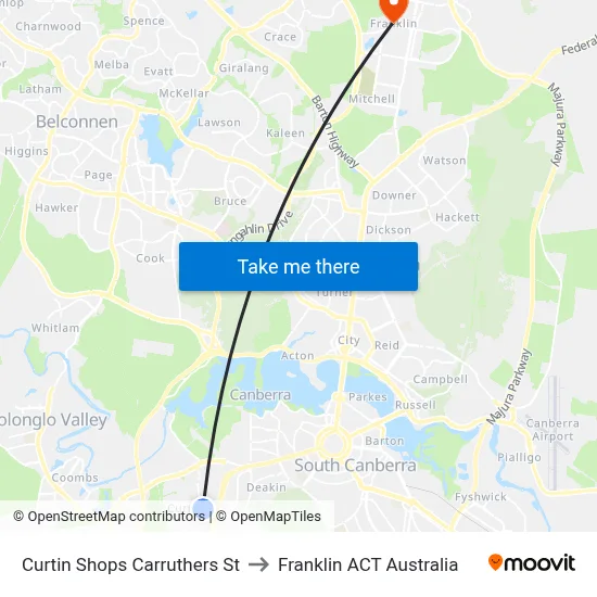 Curtin Shops Carruthers St to Franklin ACT Australia map
