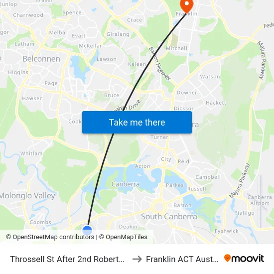 Throssell St After 2nd Robertson St to Franklin ACT Australia map