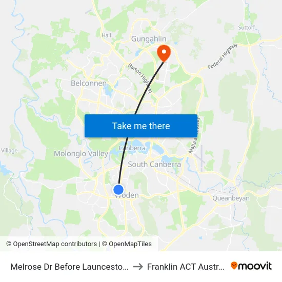 Melrose Dr Before Launceston St to Franklin ACT Australia map