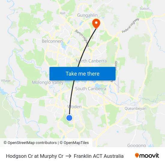 Hodgson Cr at Murphy Cr to Franklin ACT Australia map