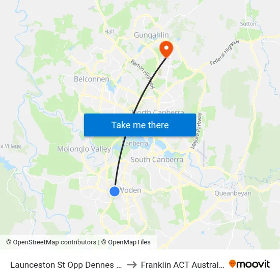 Launceston St Opp Dennes Pl to Franklin ACT Australia map