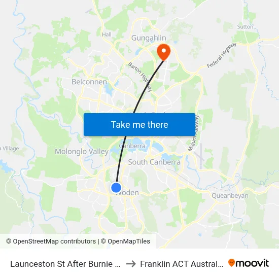 Launceston St After Burnie St to Franklin ACT Australia map