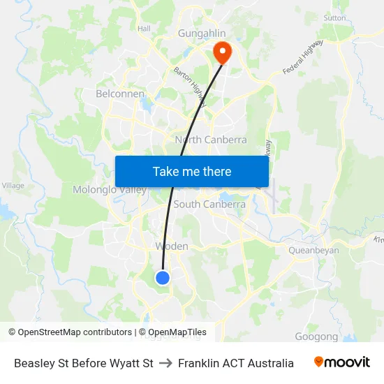 Beasley St Before Wyatt St to Franklin ACT Australia map