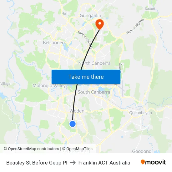 Beasley St Before Gepp Pl to Franklin ACT Australia map
