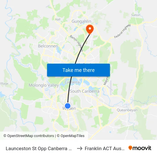 Launceston St Opp Canberra College to Franklin ACT Australia map